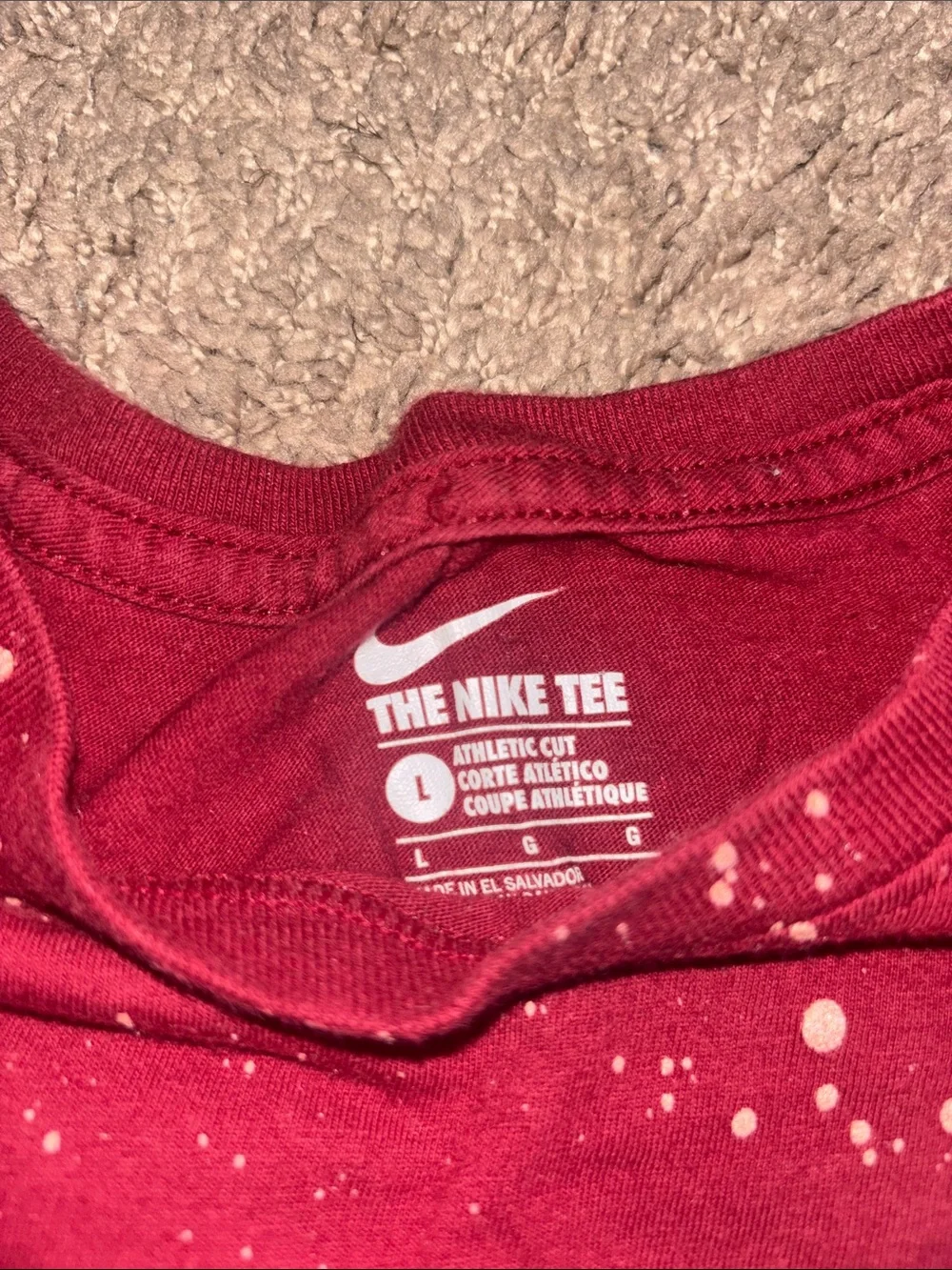 Nike Kid’s Maroon Short-Sleeve Splatter Logo Tee
